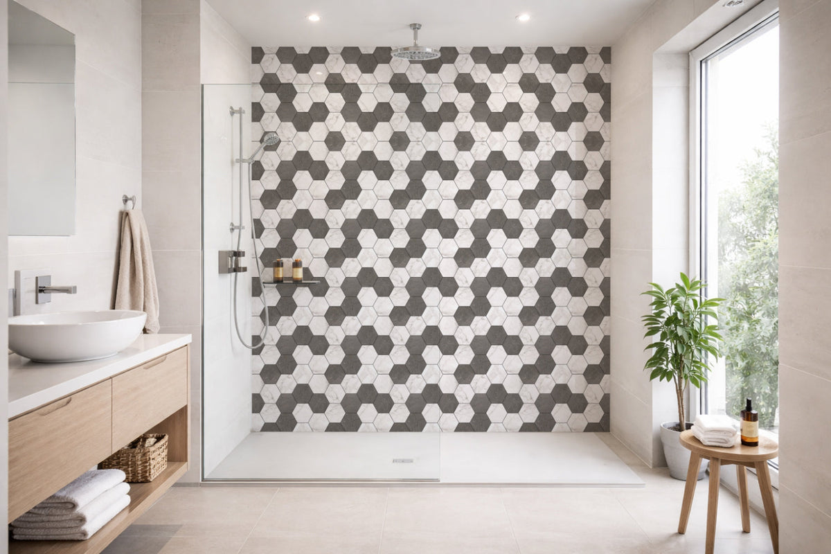 Toilettenrückwand Fliesenoptik
