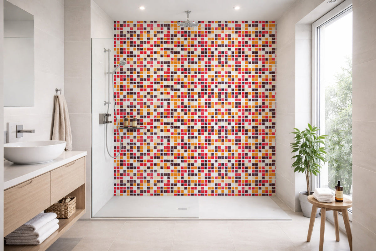 Toilettenrückwand Fliesenoptik