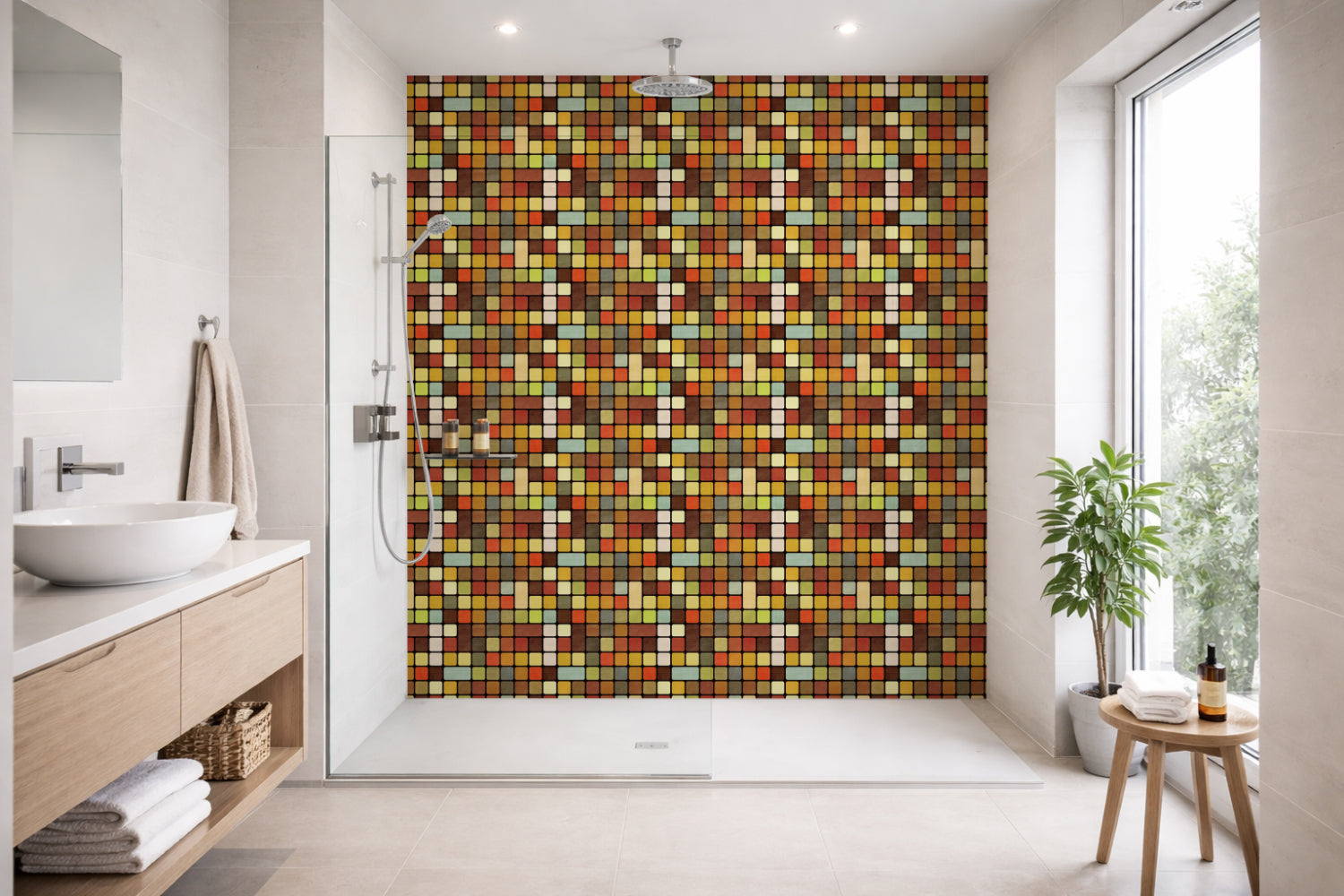Toilettenrückwand Fliesenoptik