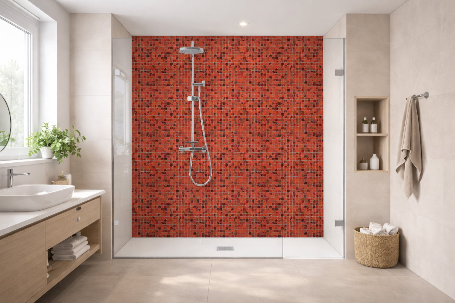 Toilettenrückwand Fliesenoptik