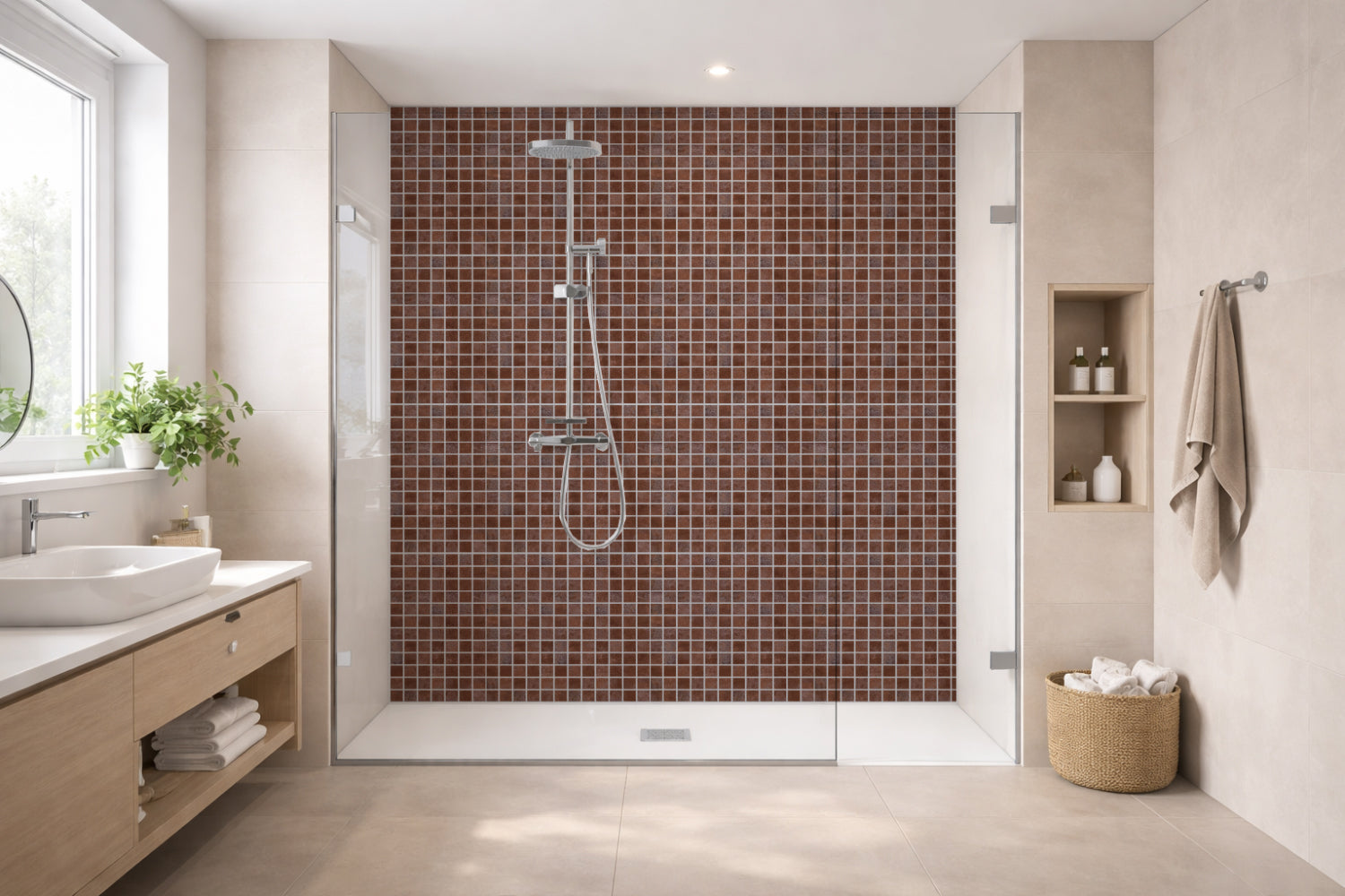 Toilettenrückwand Fliesenoptik