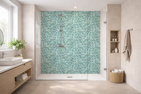 Toilettenrückwand Fliesenoptik