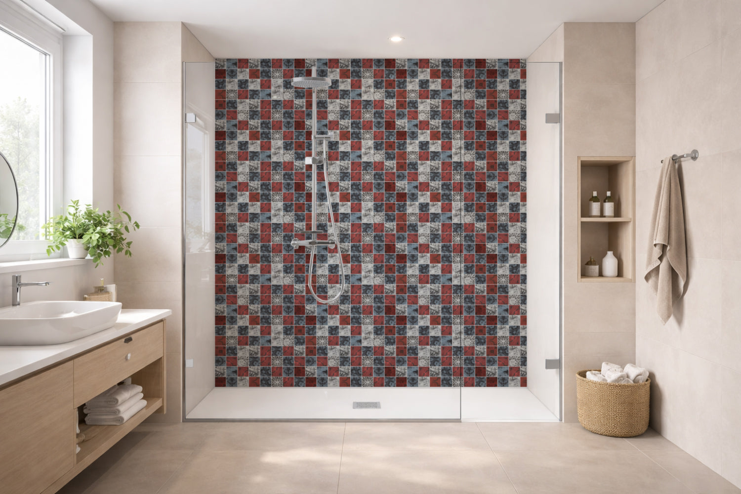 Toilettenrückwand Fliesenoptik