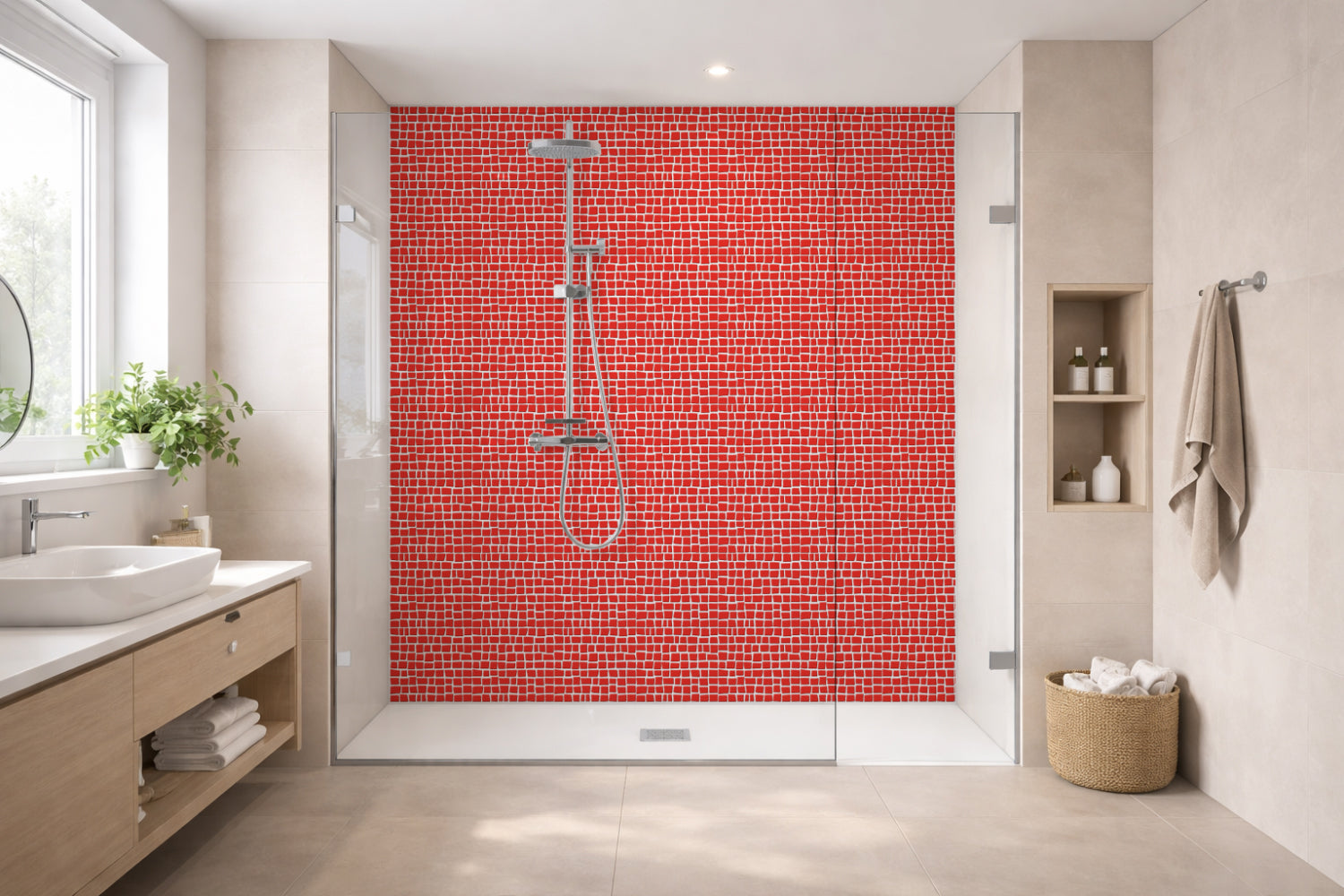 Toilettenrückwand Fliesenoptik
