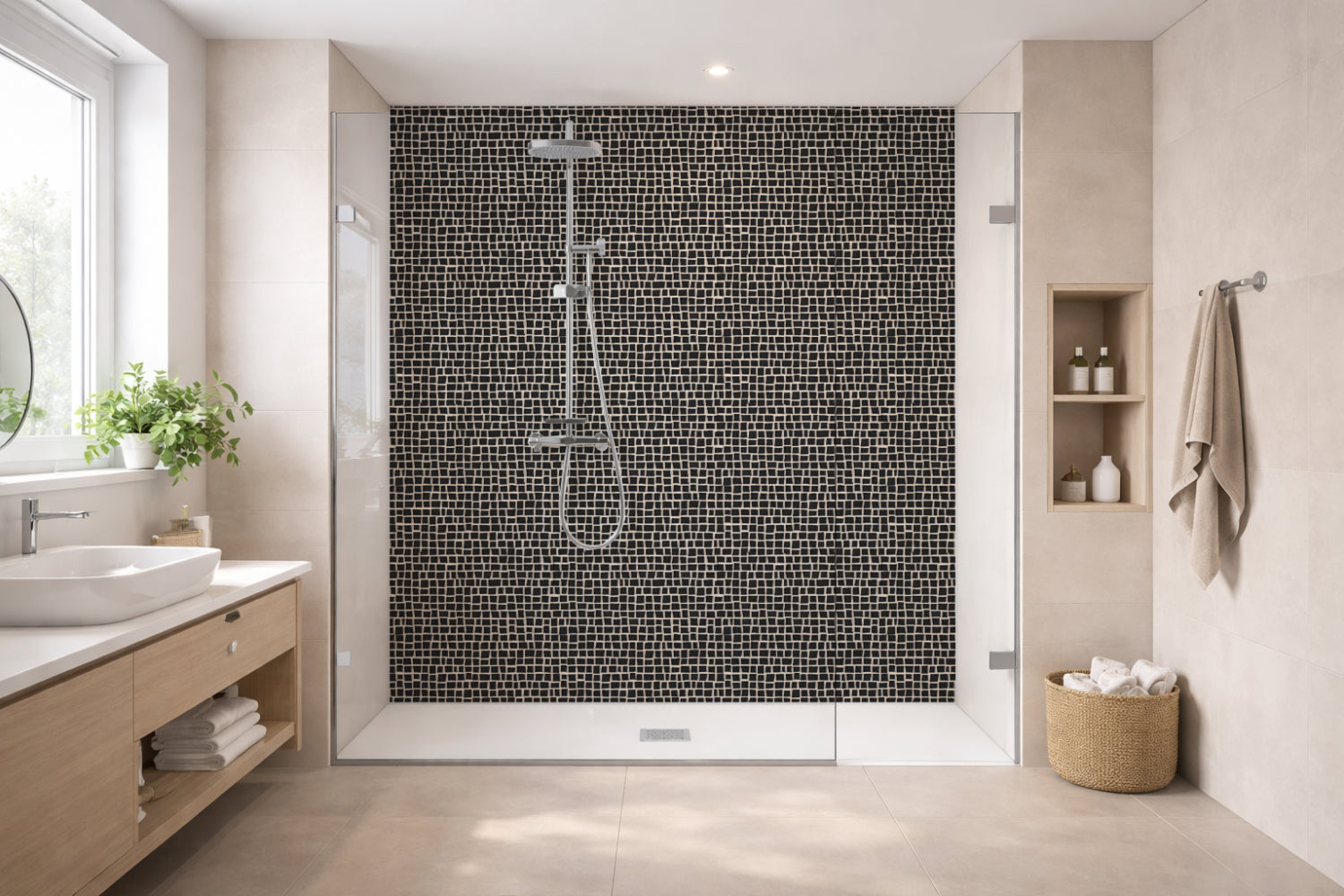 Toilettenrückwand Fliesenoptik