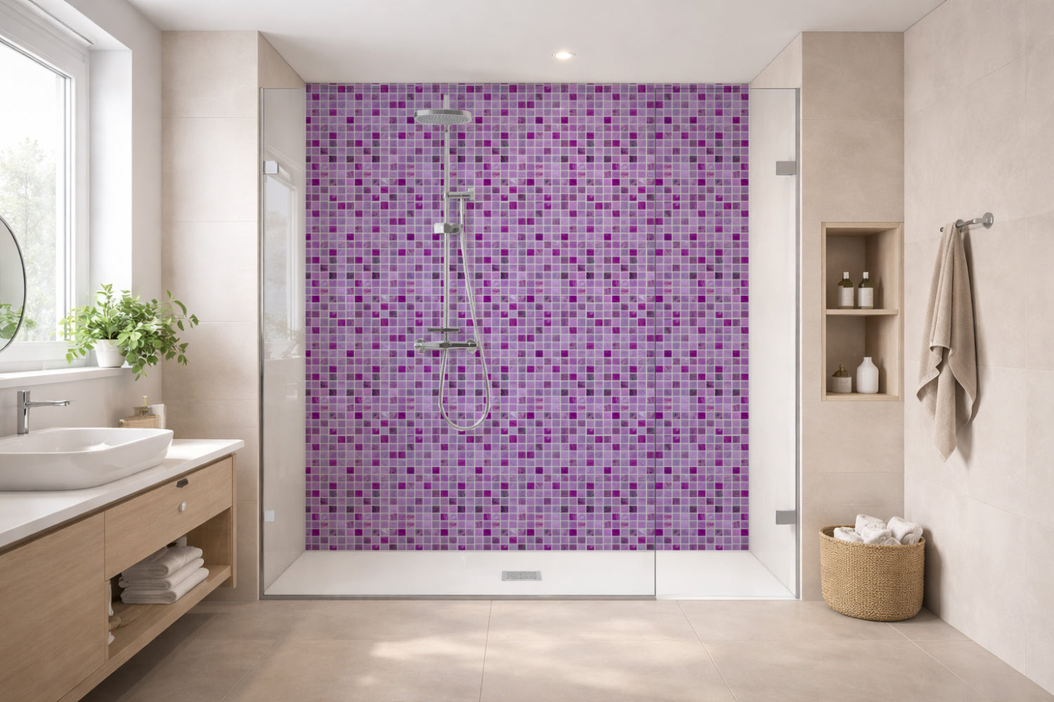 Toilettenrückwand Fliesenoptik