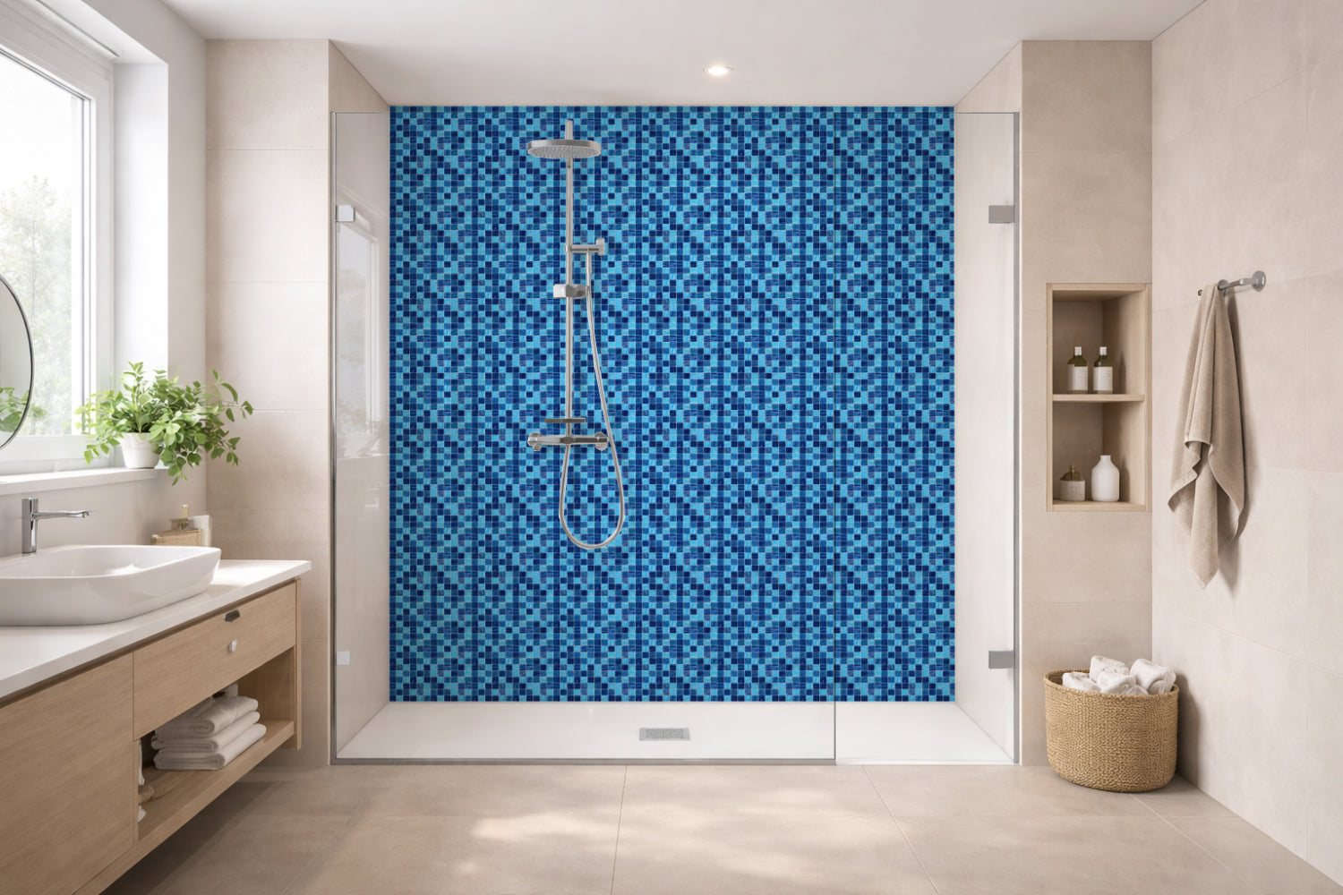Toilettenrückwand Fliesenoptik