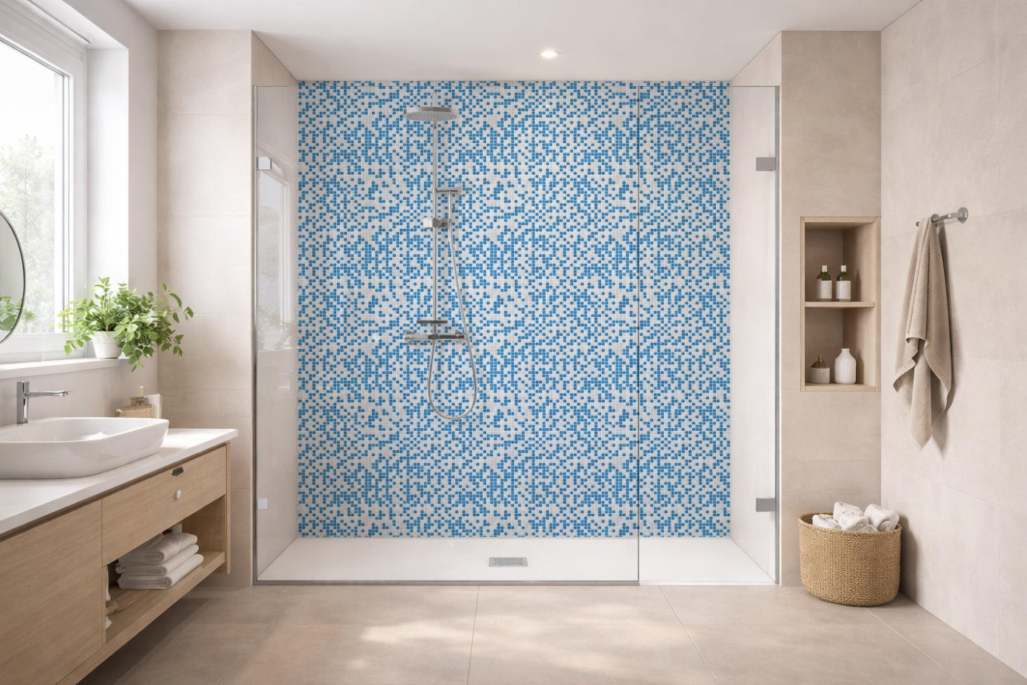 Toilettenrückwand Fliesenoptik