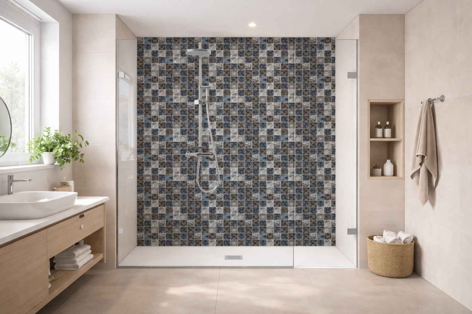 Toilettenrückwand Fliesenoptik