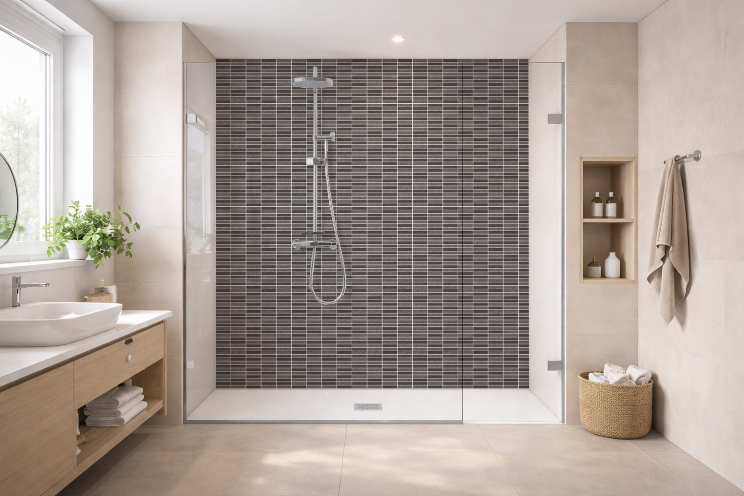 Toilettenrückwand Fliesenoptik