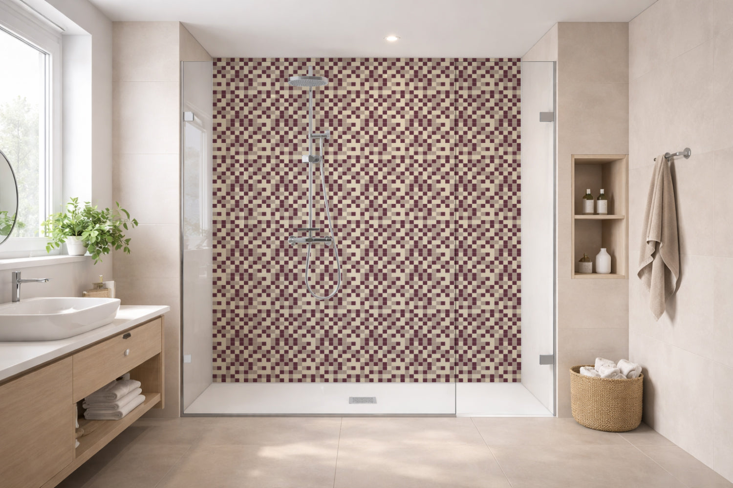 Toilettenrückwand Fliesenoptik