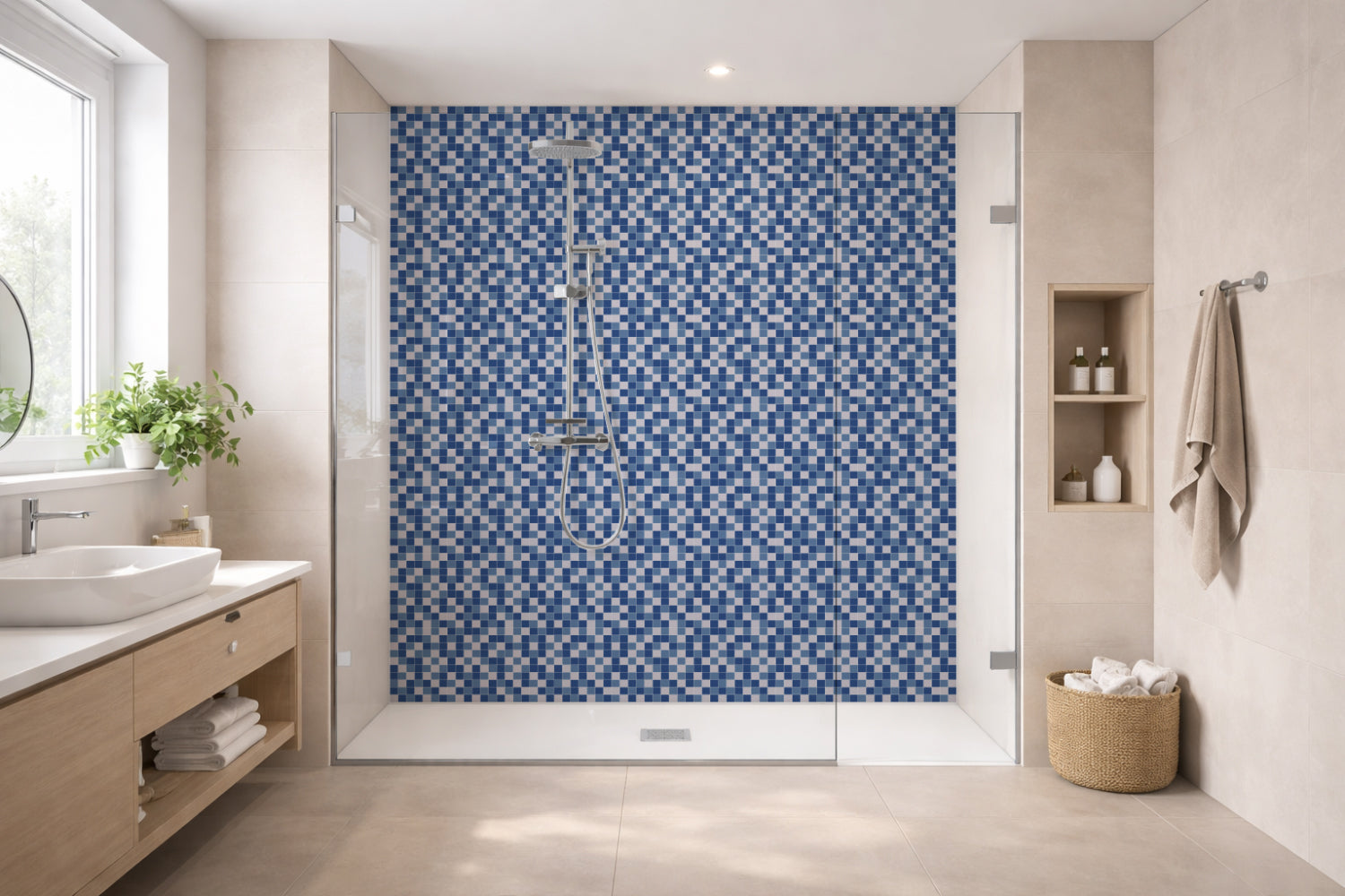 Toilettenrückwand Fliesenoptik