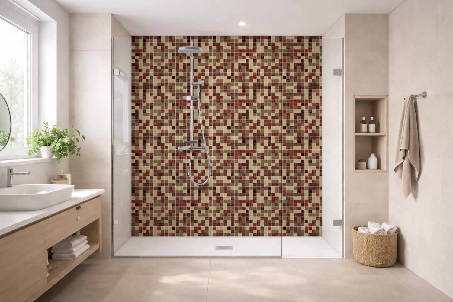 Toilettenrückwand Fliesenoptik