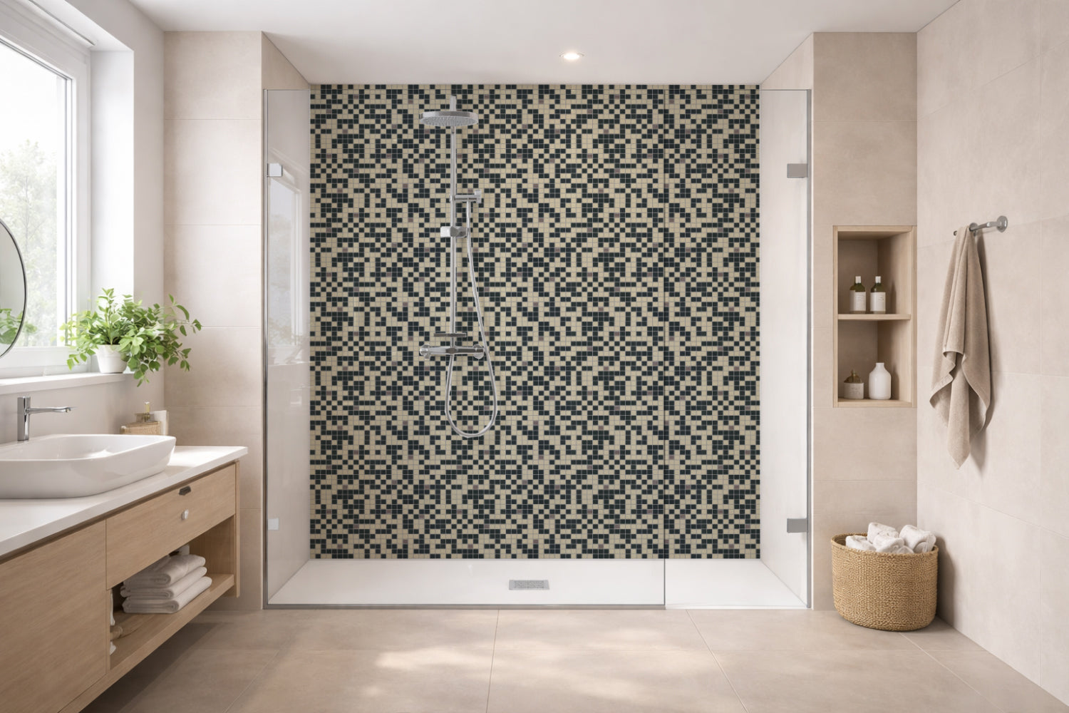 Toilettenrückwand Fliesenoptik