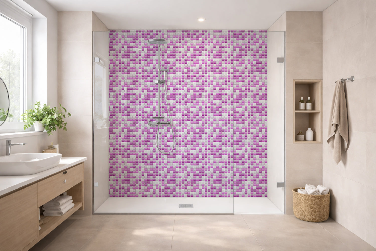 Toilettenrückwand Fliesenoptik