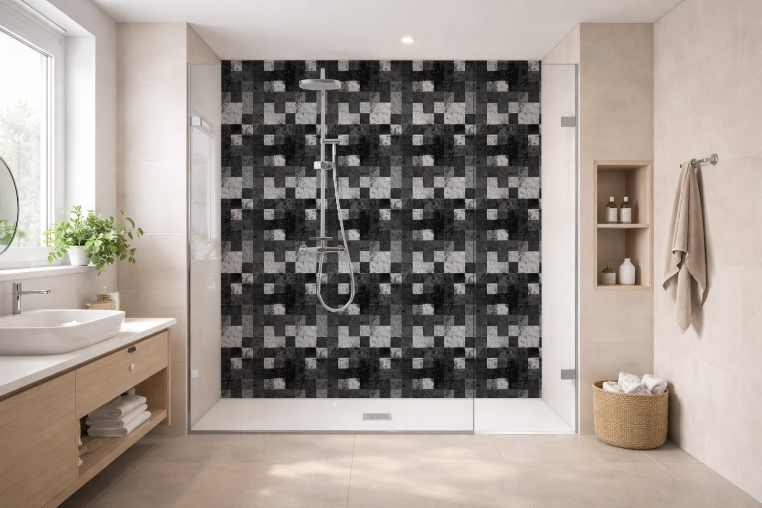 Toilettenrückwand Fliesenoptik