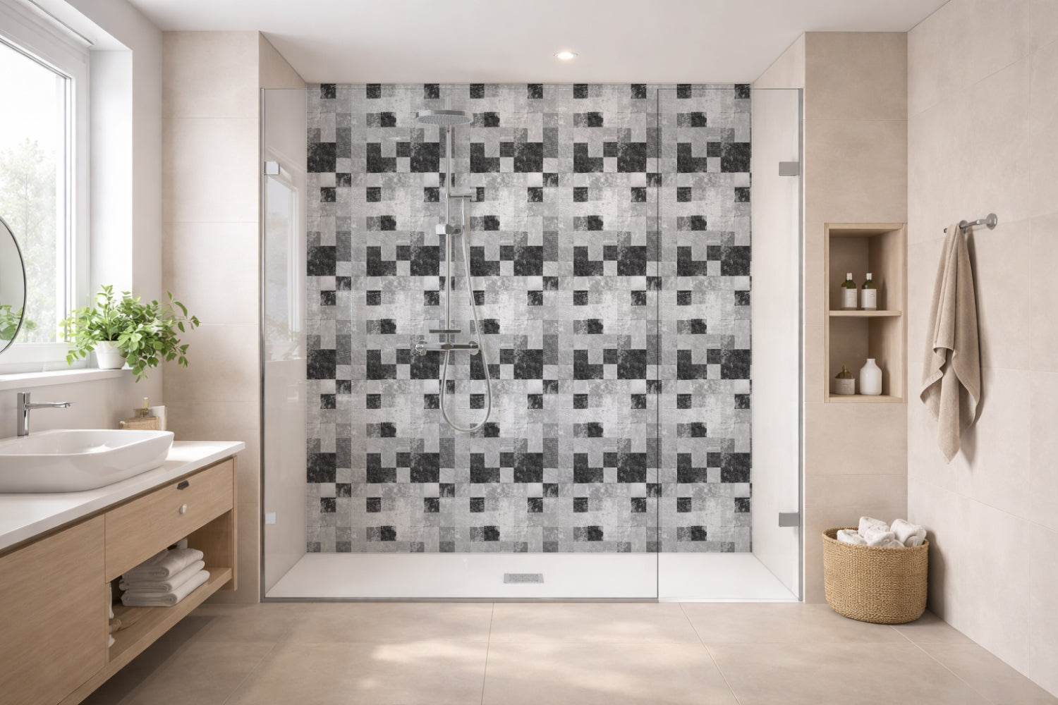 Toilettenrückwand Fliesenoptik