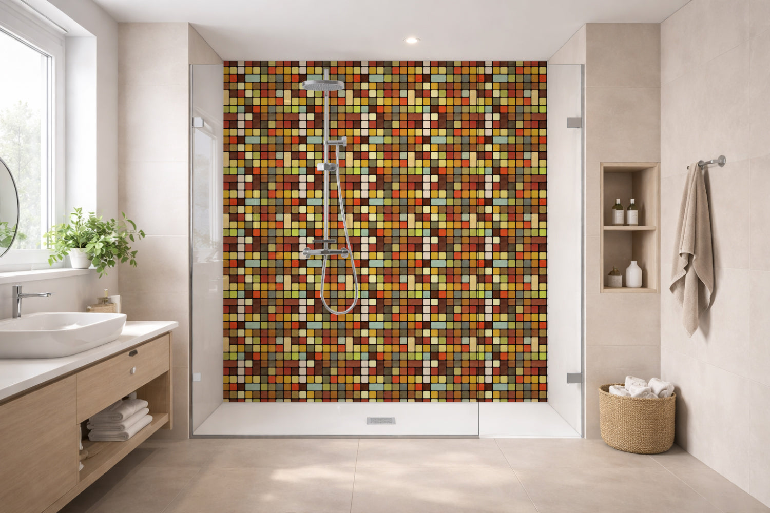 Toilettenrückwand Fliesenoptik