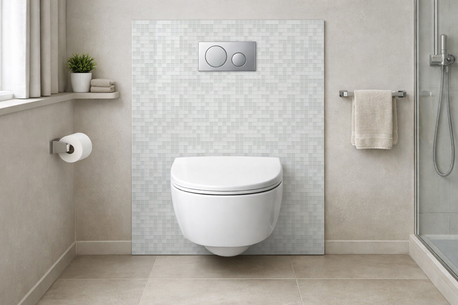 Toilettenrückwand Fliesenoptik