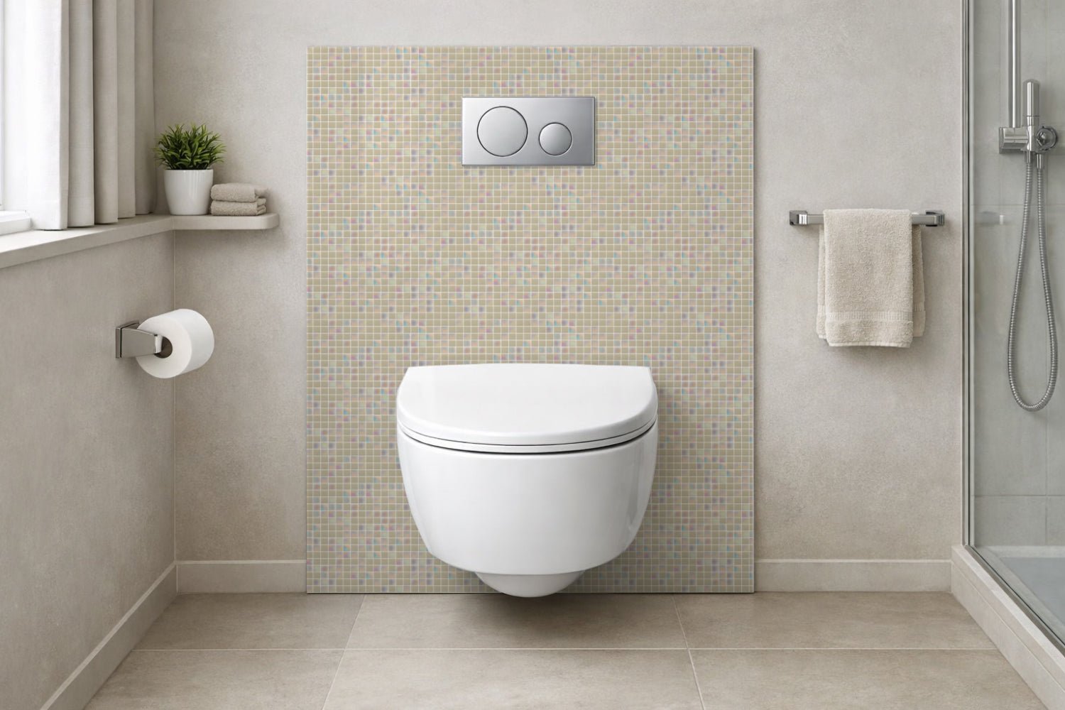 Toilettenrückwand Fliesenoptik