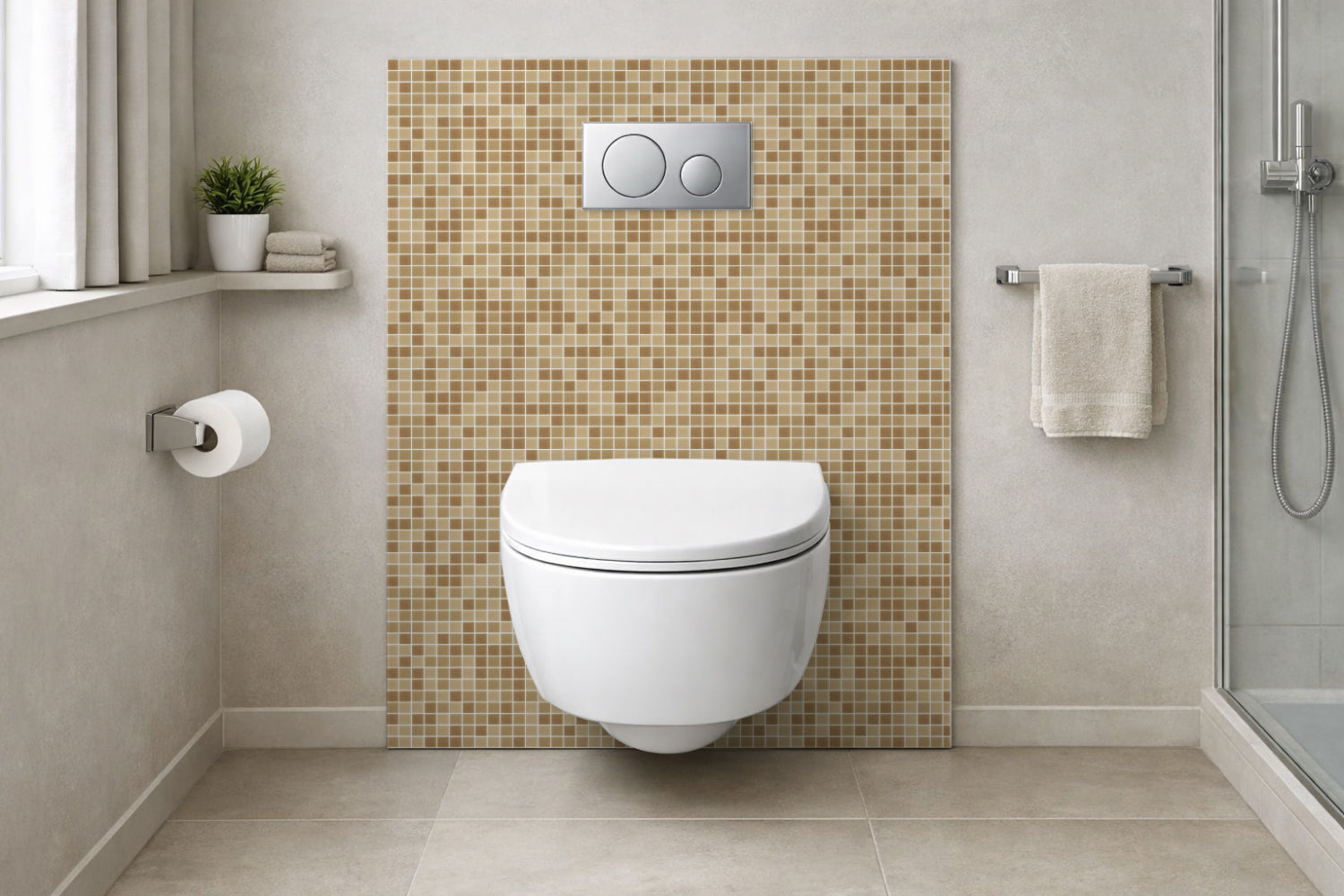Toilettenrückwand Fliesenoptik