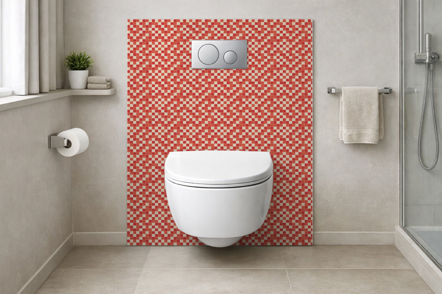 Toilettenrückwand Fliesenoptik