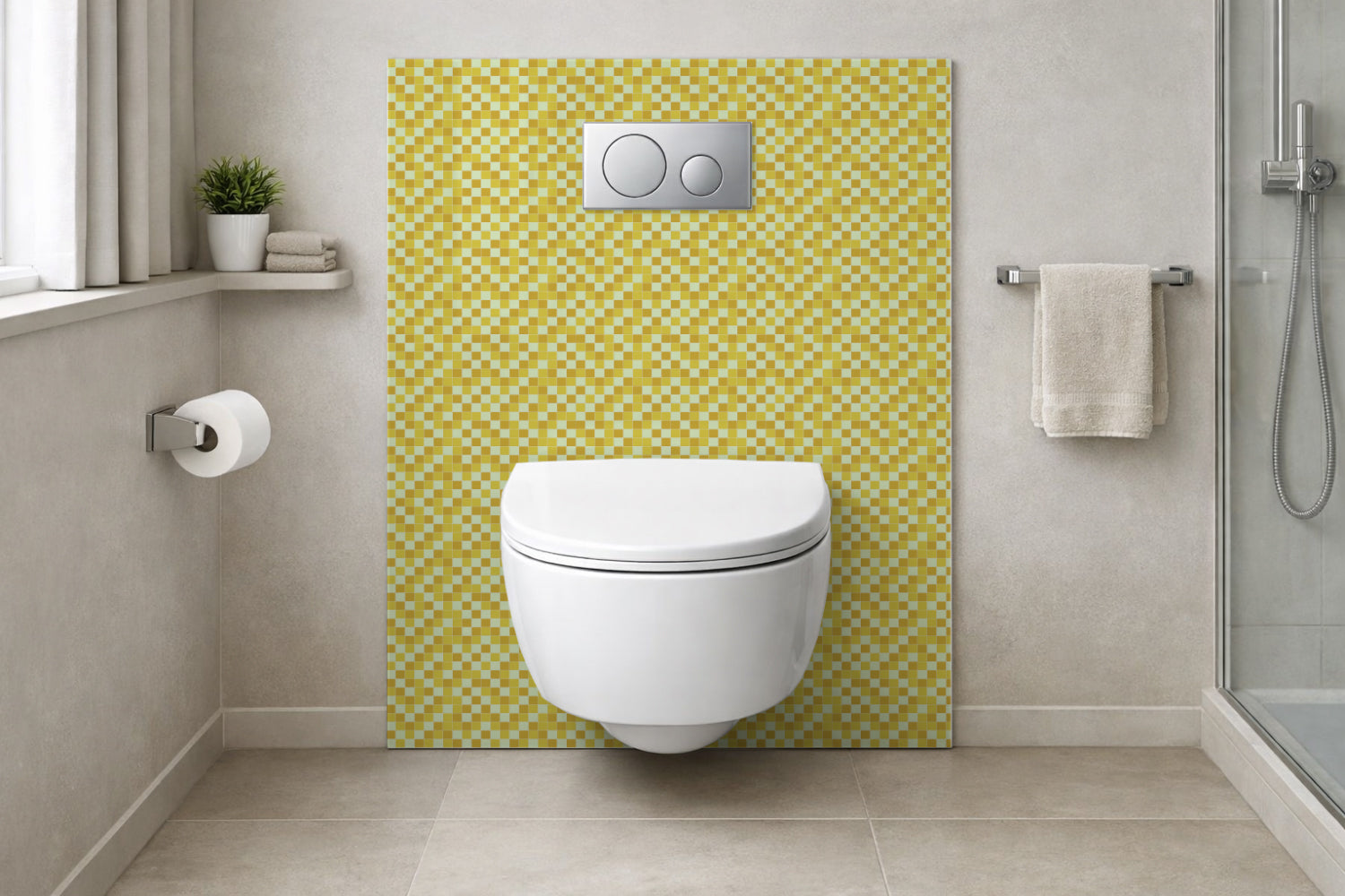Toilettenrückwand Fliesenoptik