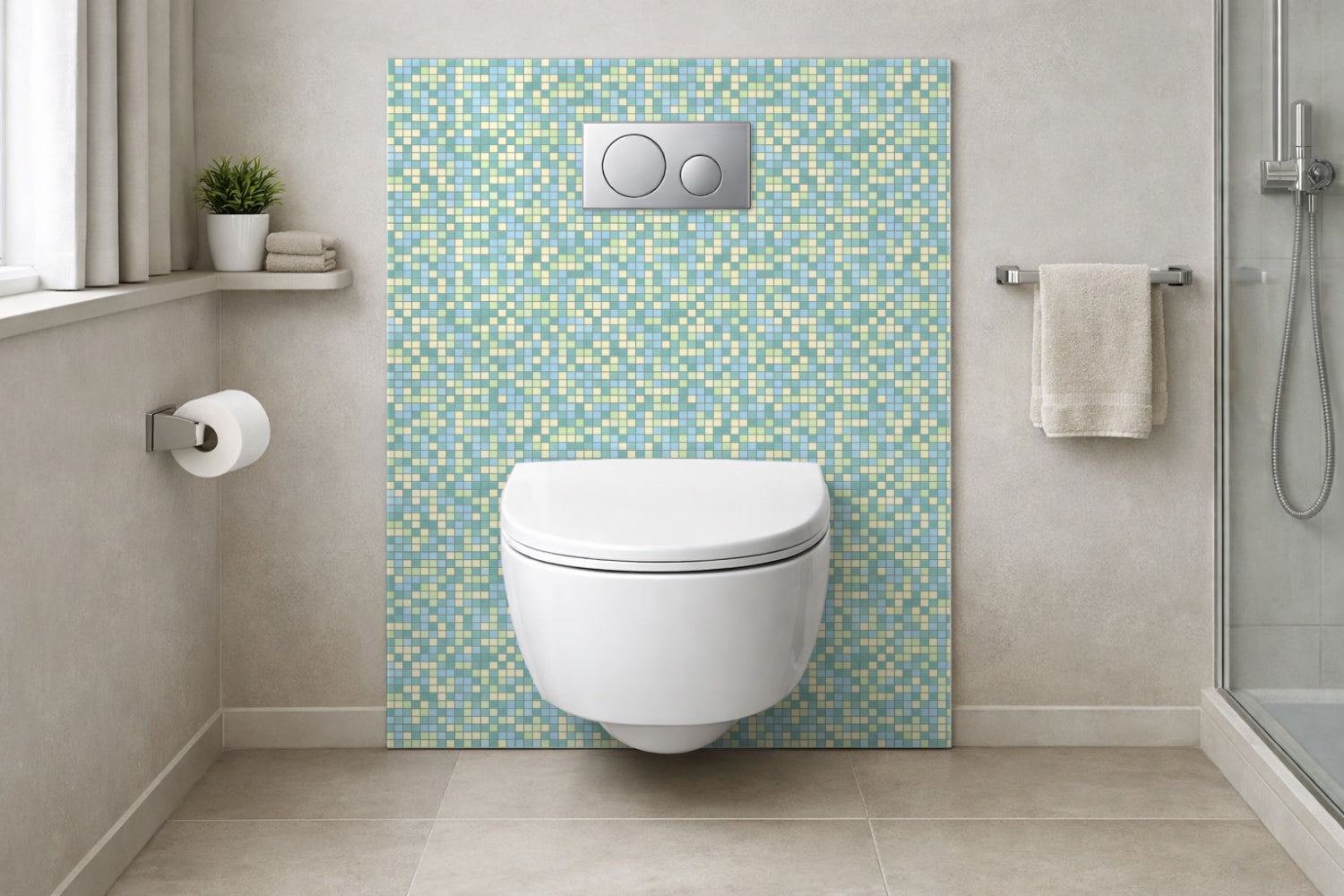 Toilettenrückwand Fliesenoptik