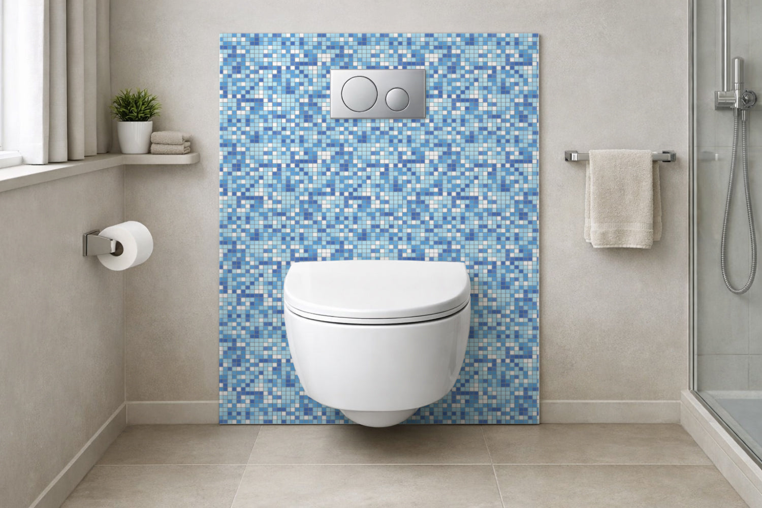 Toilettenrückwand Fliesenoptik