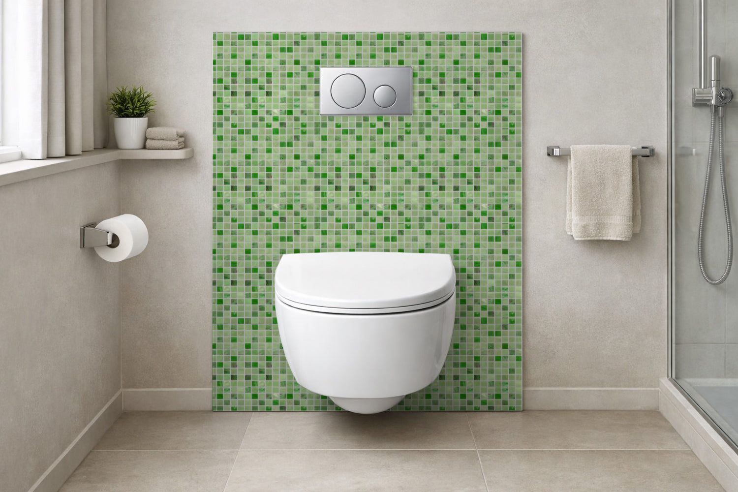 Toilettenrückwand Fliesenoptik