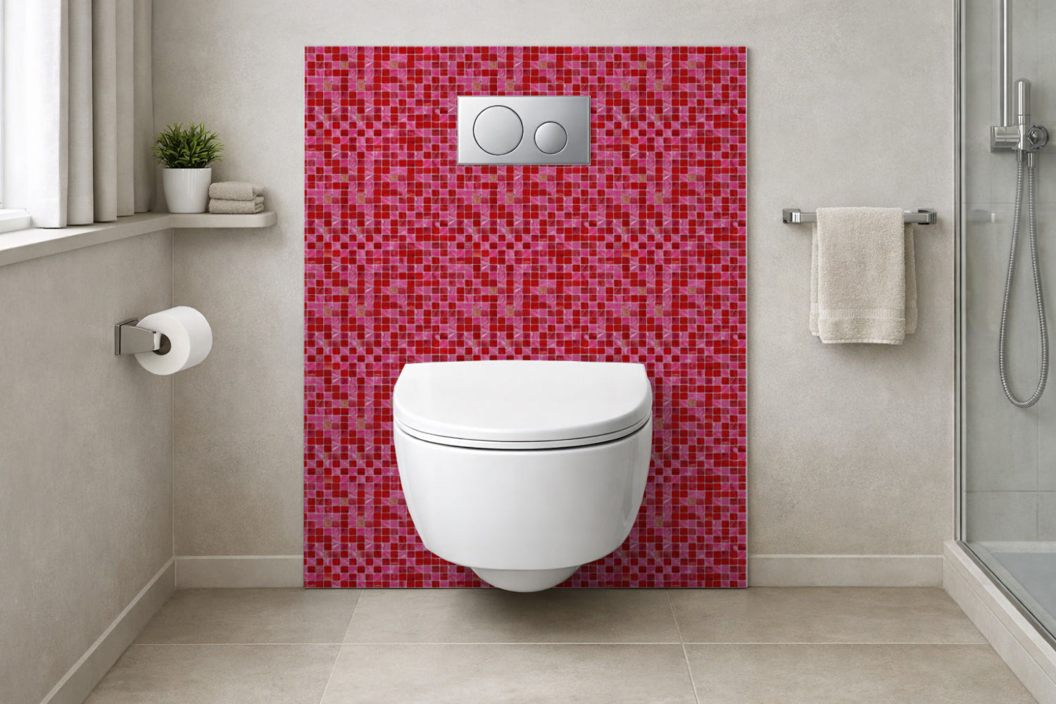 Toilettenrückwand Fliesenoptik