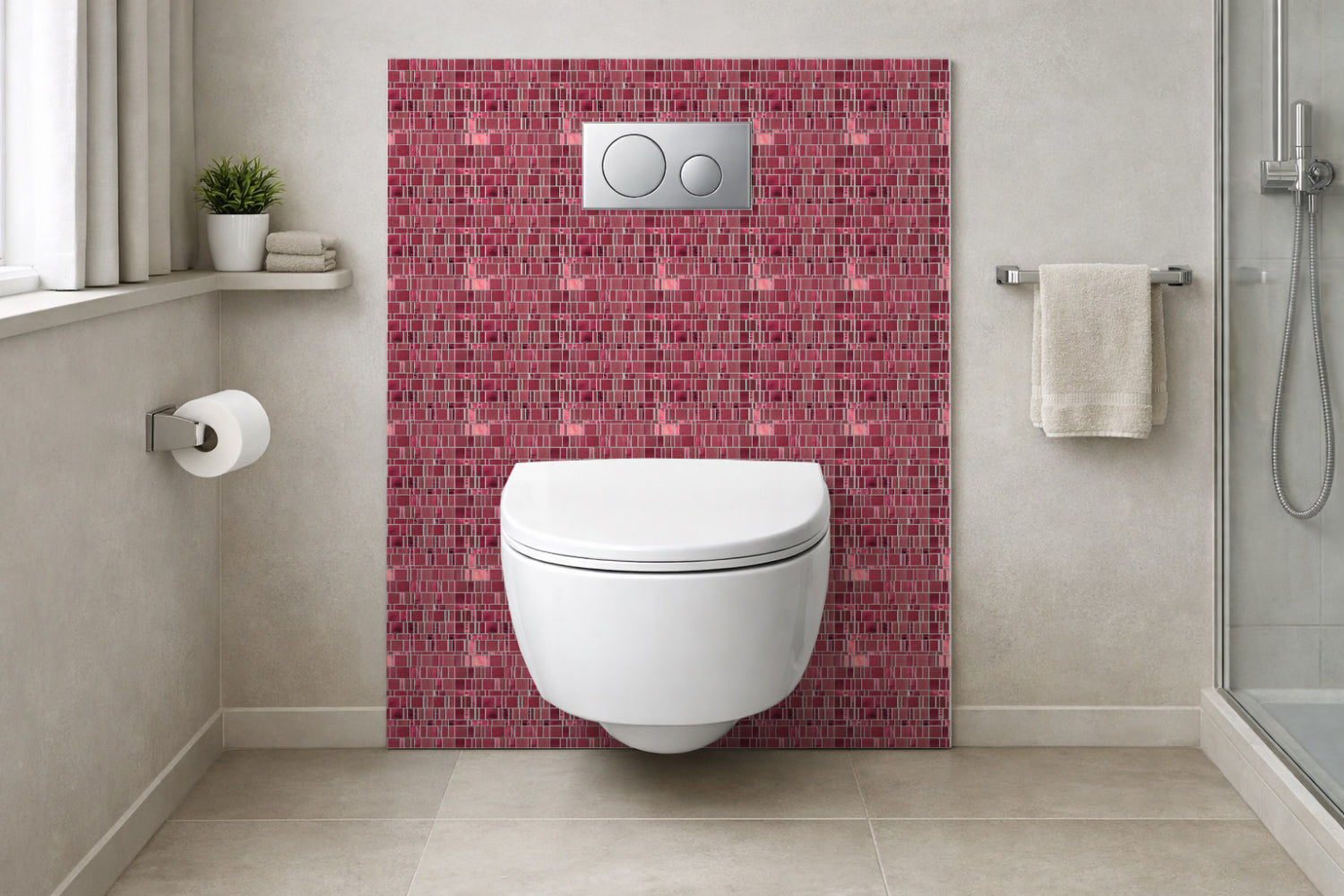 Toilettenrückwand Fliesenoptik