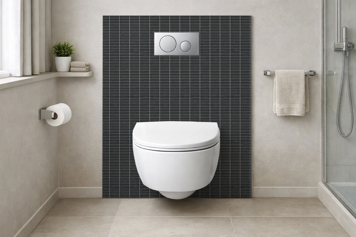 Toilettenrückwand Fliesenoptik