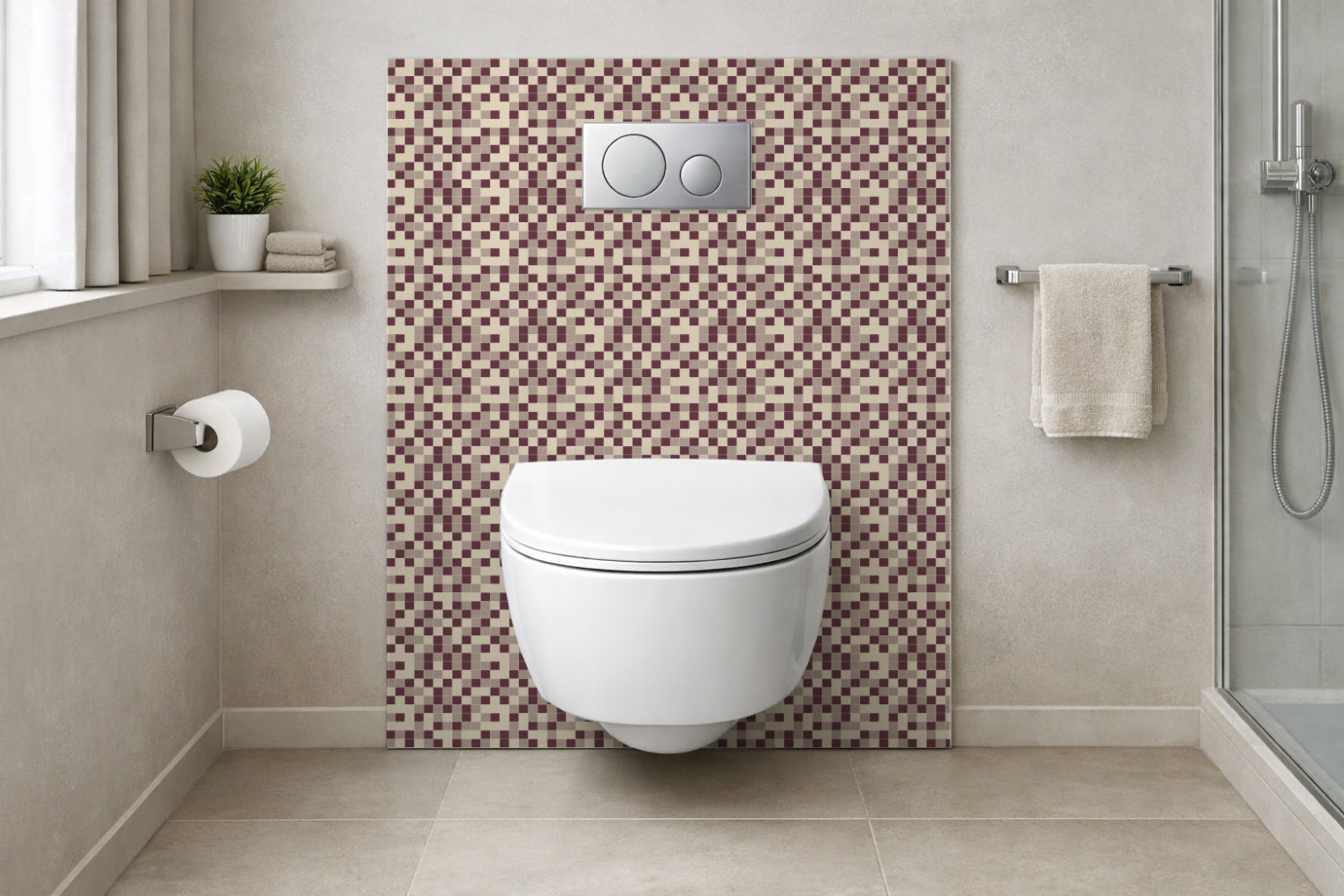 Toilettenrückwand Fliesenoptik