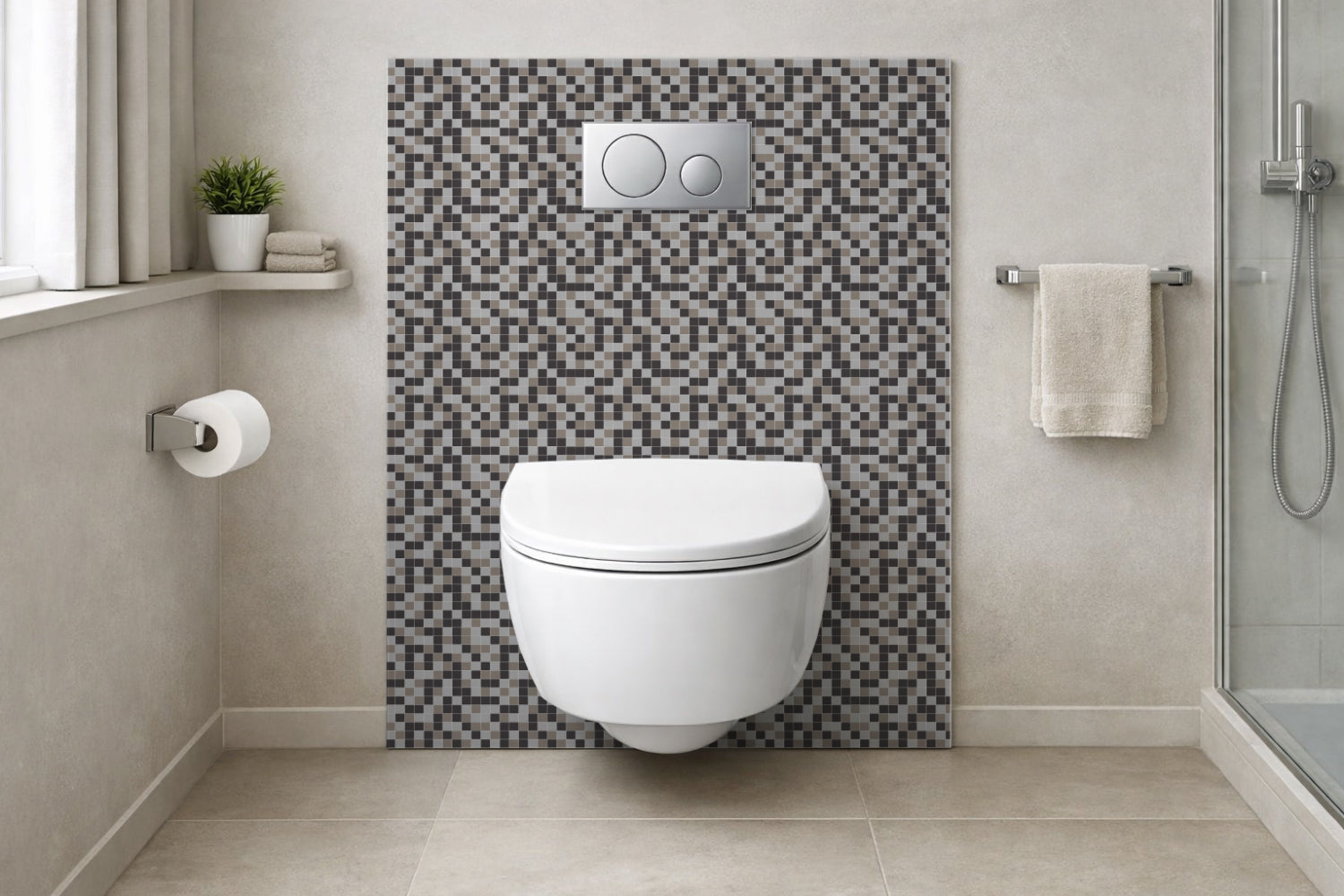 Toilettenrückwand Fliesenoptik