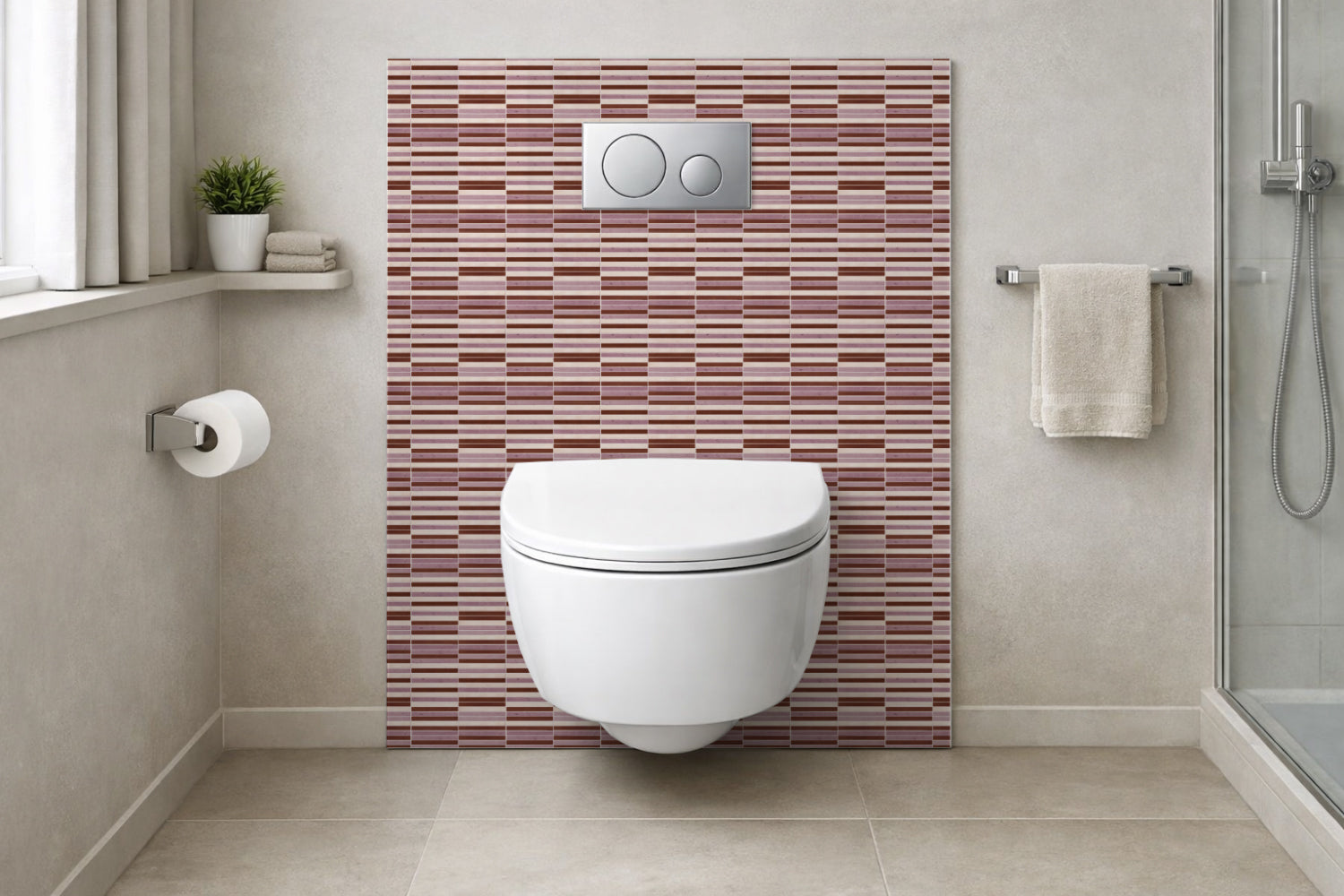 Toilettenrückwand Fliesenoptik