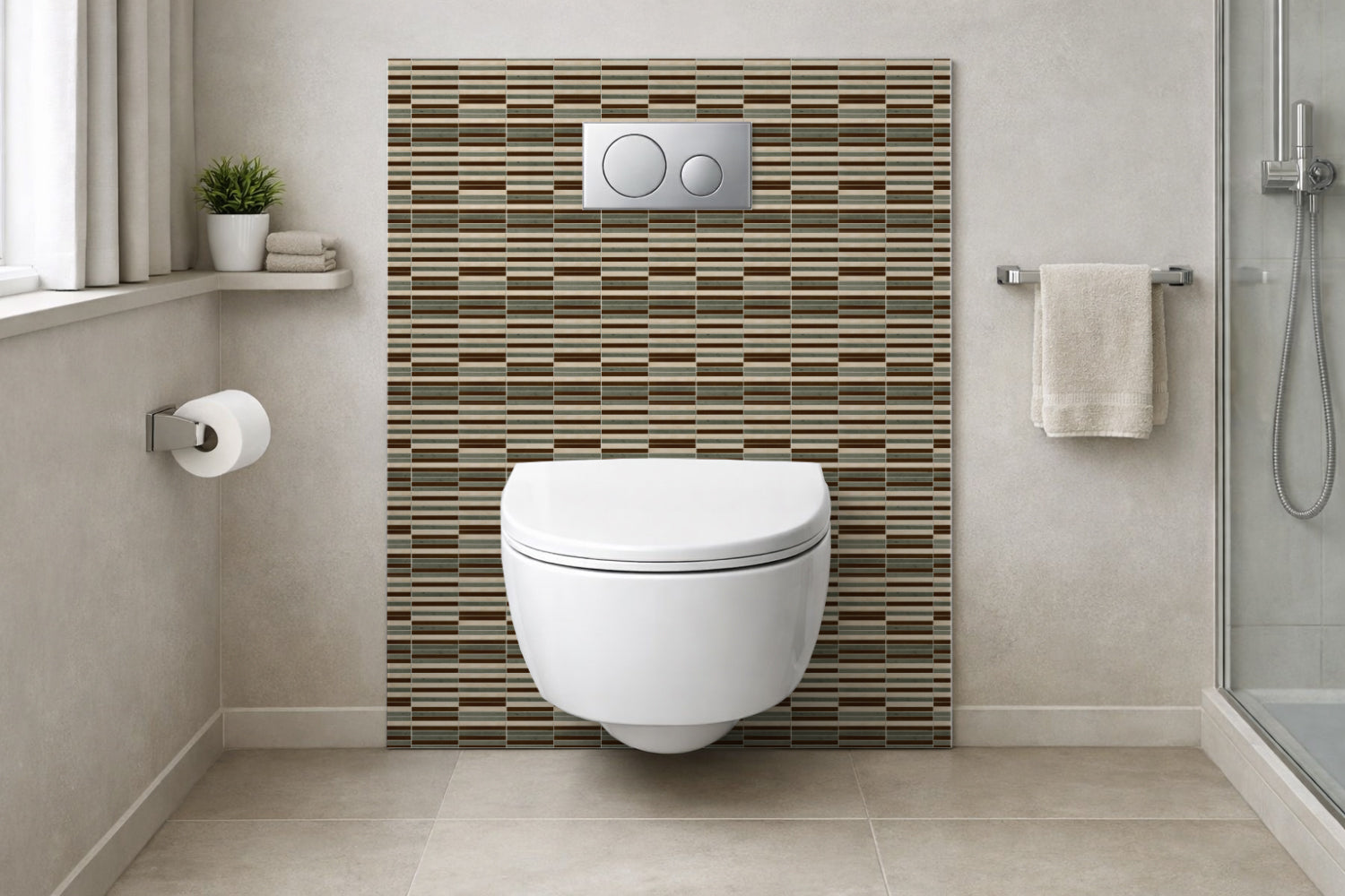 Toilettenrückwand Fliesenoptik