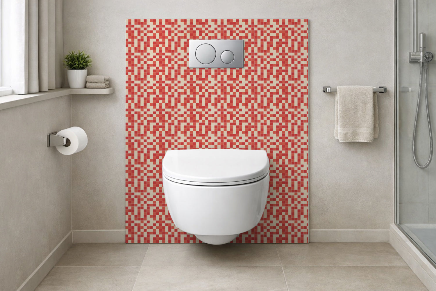 Toilettenrückwand Fliesenoptik