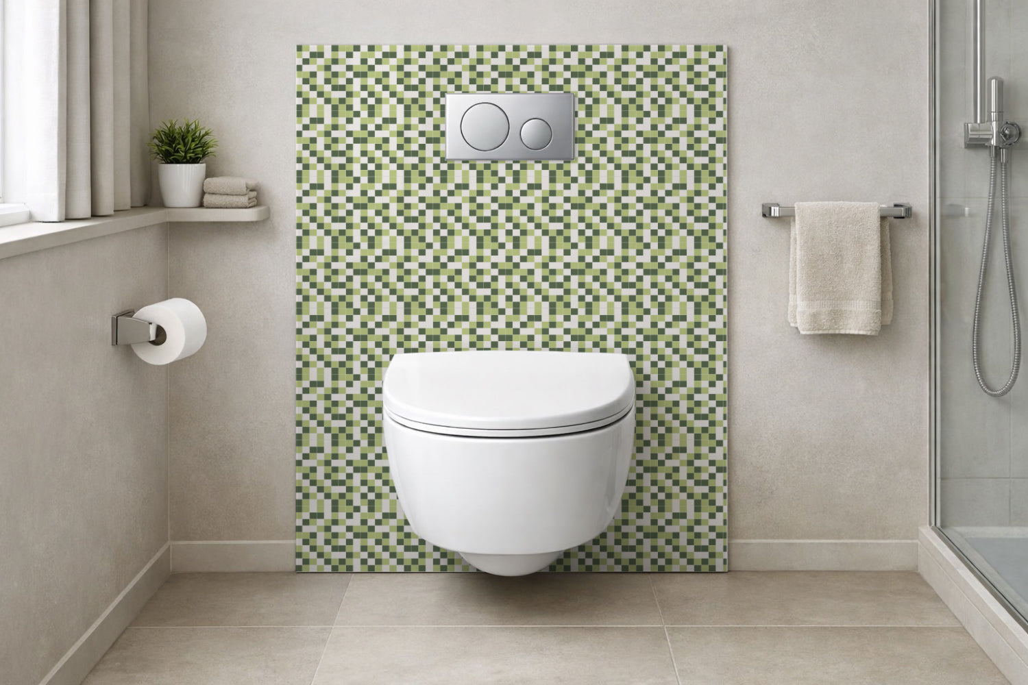 Toilettenrückwand Fliesenoptik