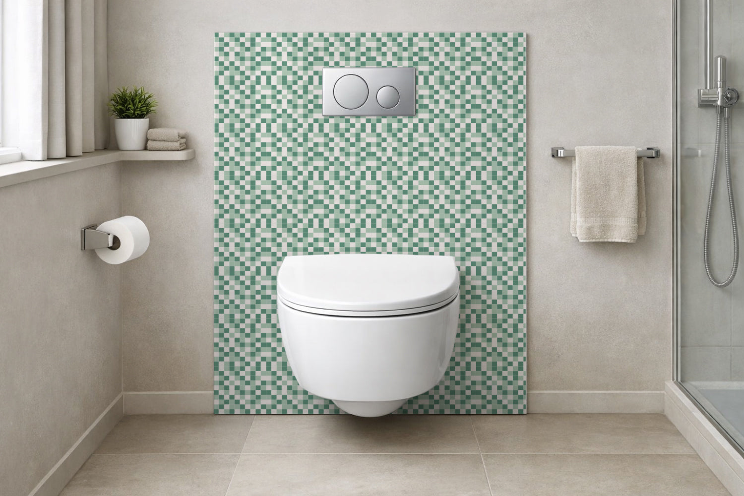 Toilettenrückwand Fliesenoptik