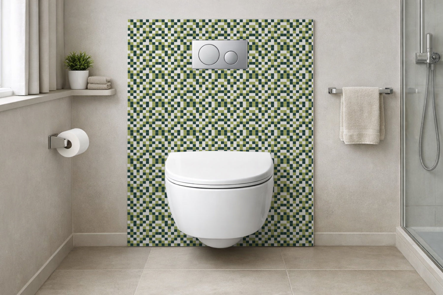 Toilettenrückwand Fliesenoptik
