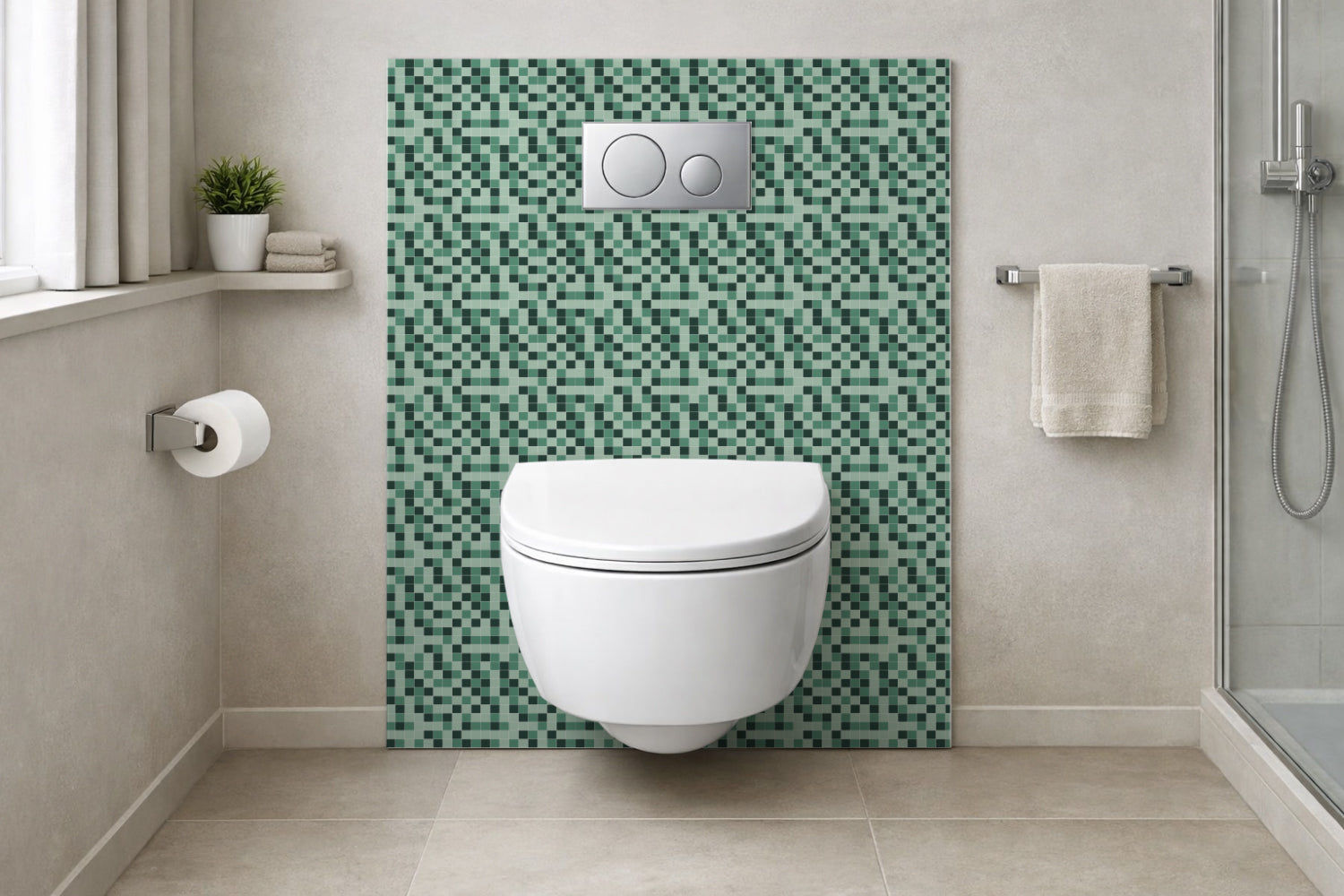 Toilettenrückwand Fliesenoptik