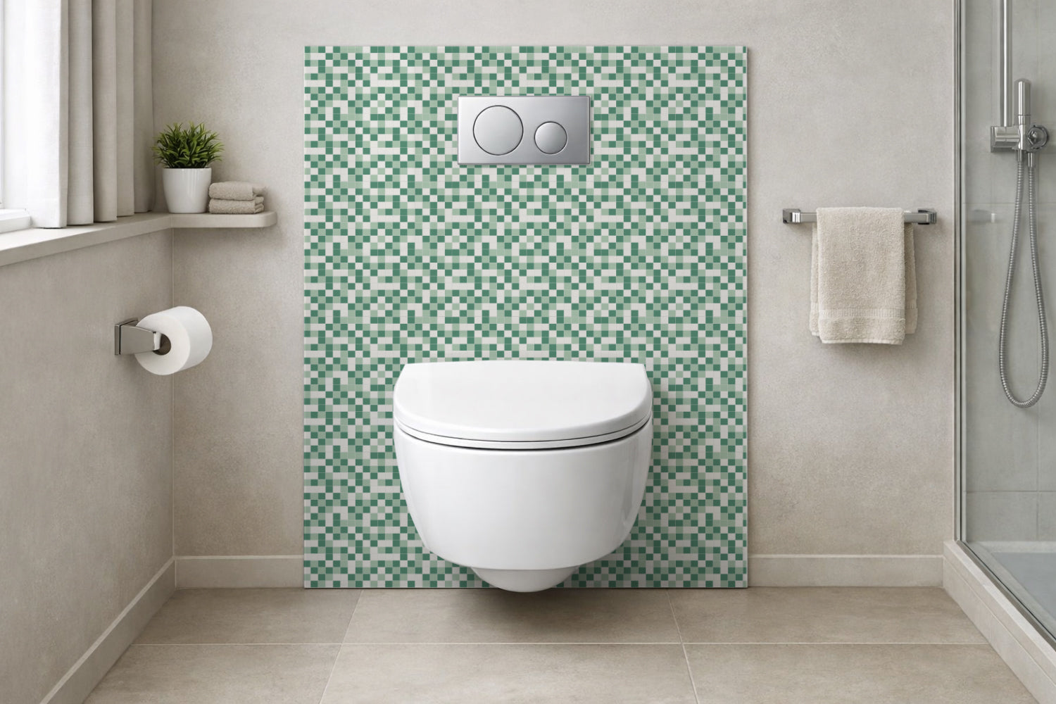 Toilettenrückwand Fliesenoptik