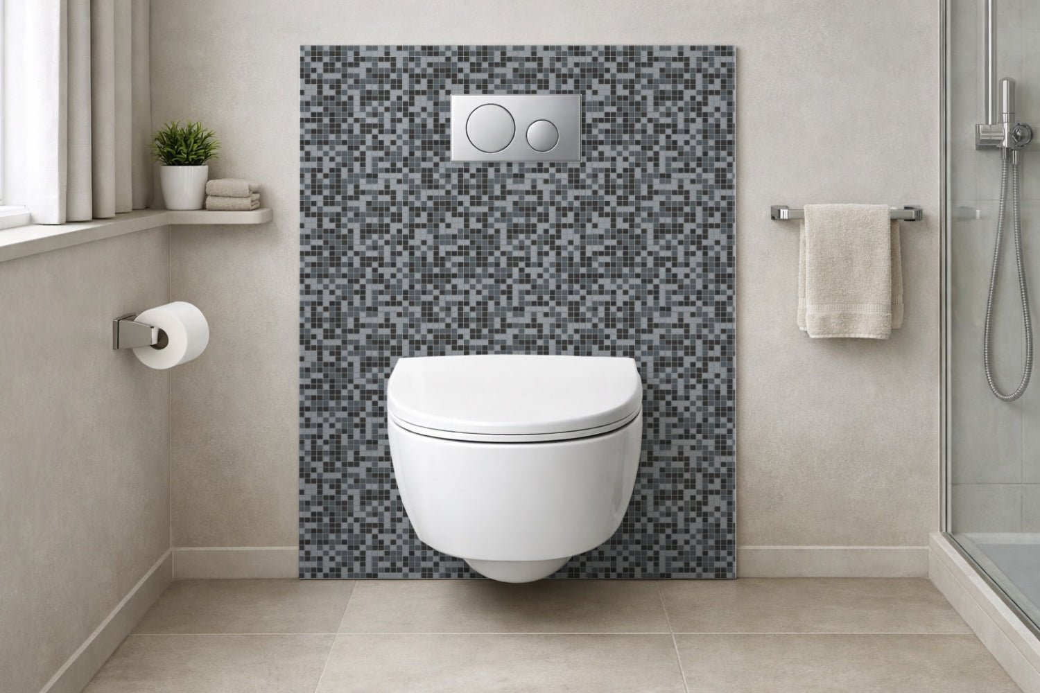 Toilettenrückwand Fliesenoptik