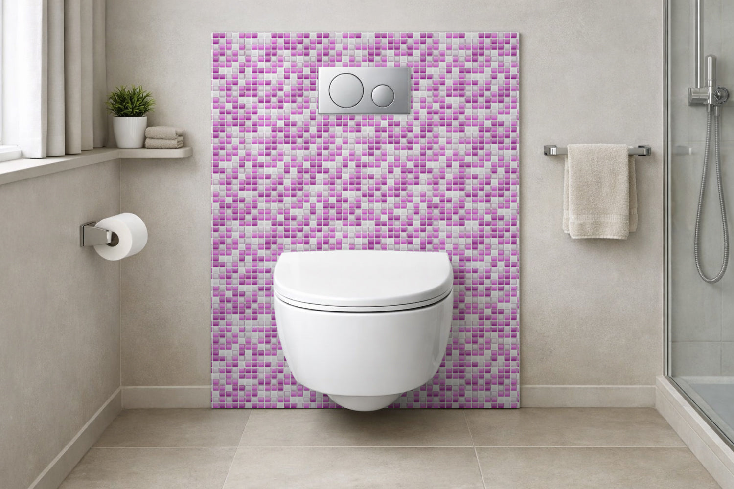 Toilettenrückwand Fliesenoptik