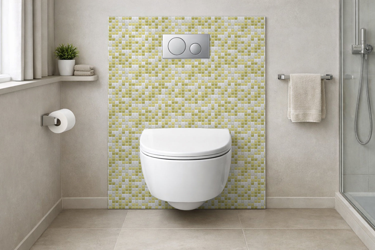 Toilettenrückwand Fliesenoptik