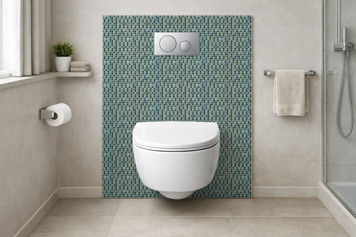 Toilettenrückwand Fliesenoptik