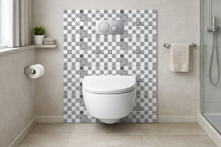 Toilettenrückwand Fliesenoptik