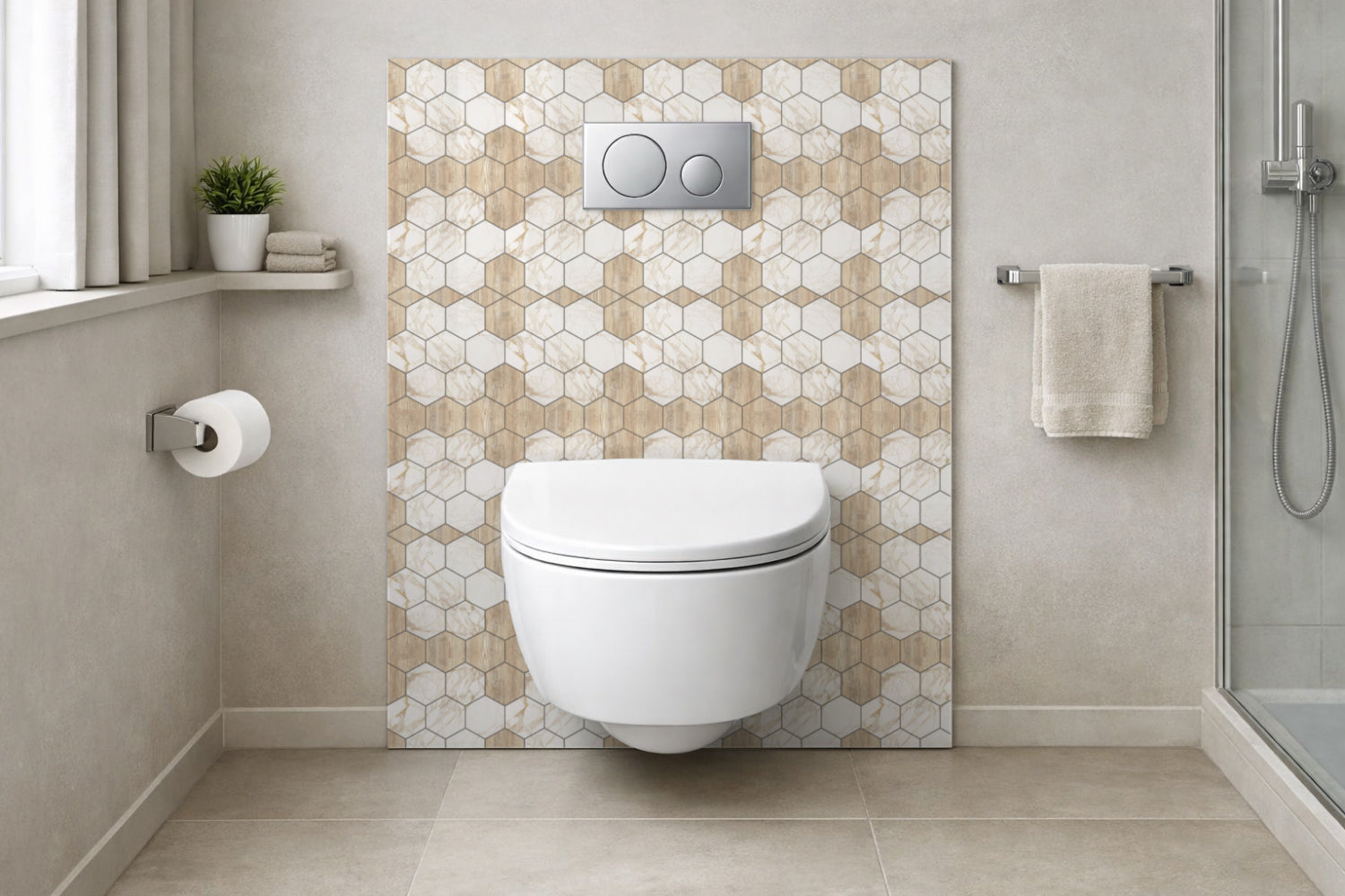Toilettenrückwand Fliesenoptik