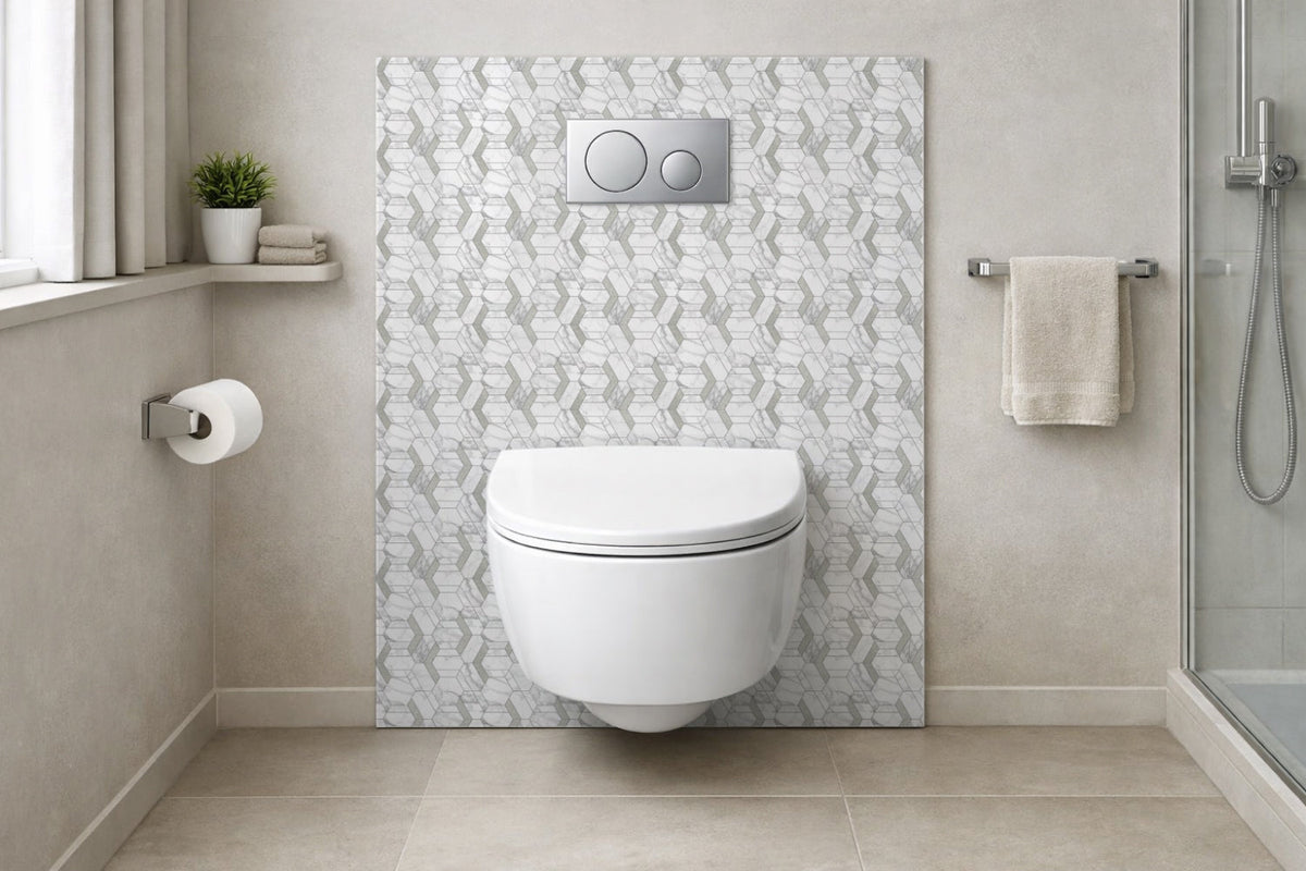 Toilettenrückwand Fliesenoptik